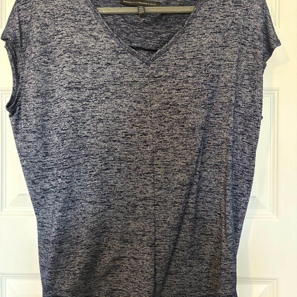 White House Black Market Navy Short Sleeve T-Shirt Relaxed Fitted